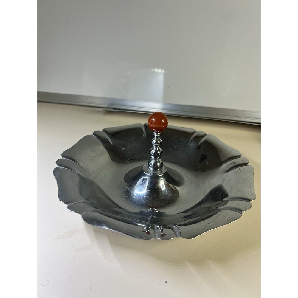 ManningBowman & Co. Art Deco-era Pewter- Chrome Plated Dish Bon Bon 1930’s